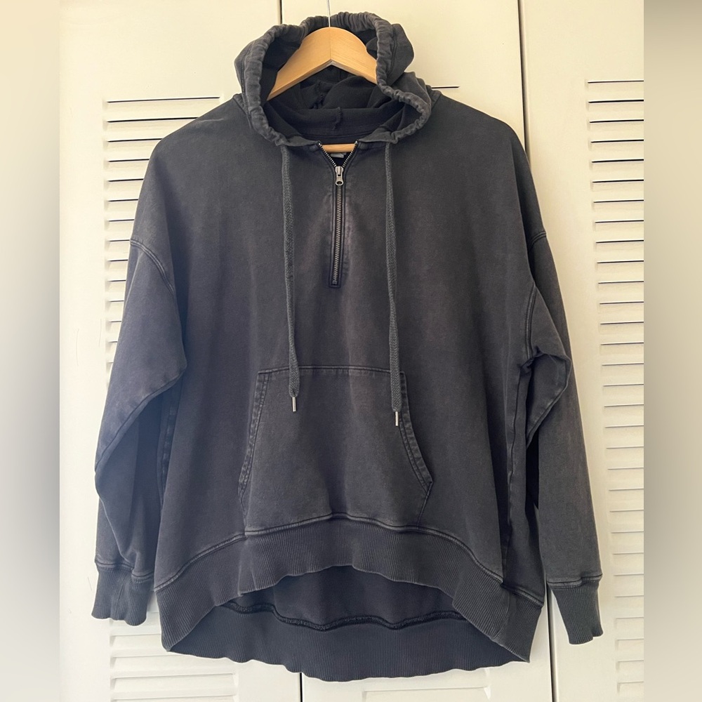 Aerie Washed Out Black Half-Zip Sweatshirt